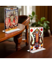 Debi Kali & Dakshineswar Kali Acrylic T-Style Photo Stand - 11x13 Inches, Compact and Stylish Spiritual Display, easily change 2 photos (Pack of 1)