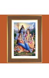 Mahadev Parvati Ganesh Kartikeya Photo Frame - 10x14 Inches, Brown Wooden Frame for Home, Office & Temple Decoration