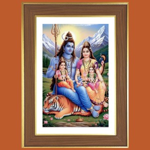 Mahadev Parvati Ganesh Kartikeya Photo Frame - 10x14 Inches, Brown Wooden Frame for Home, Office & Temple Decoration Mahadev Parvati Ganesh Kartikeya Photo Frame - 10x14 Inches, Brown Wooden Frame for Home, Office & Temple Decoration