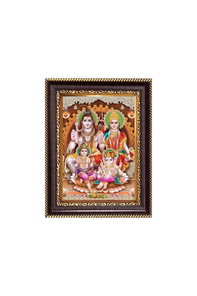 Lord Shib Parbati Family Digital Print Photo 6.7x8.7 inches - Vibrant Religious Wall Art for Home or Office Decor.