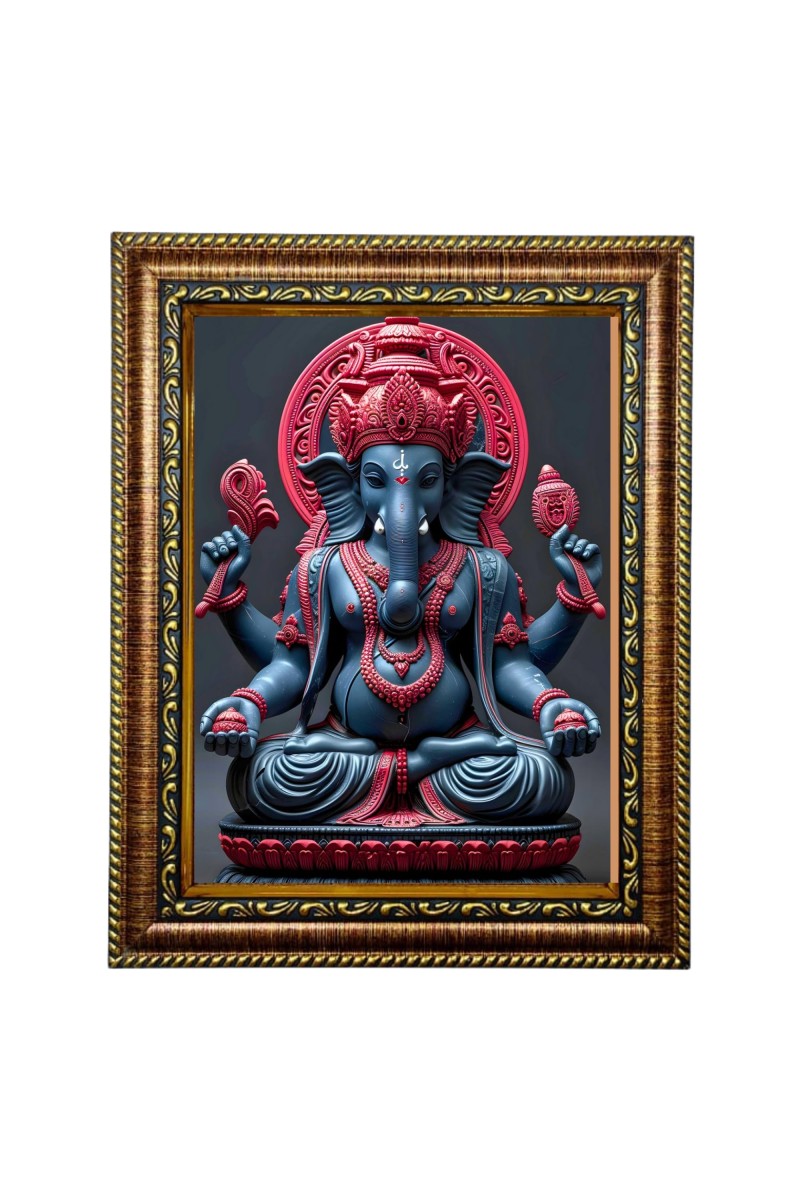Hi Tech Sales Ganesh Ji Black And Red Photo Frame for wall/table, Study & living room, gifts (10 x 12)