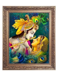 Sri Krishna & Sri Radha Big Photo Frame - 20x24 Inches for Home & Office Decoration