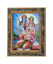 Lord Rama, Sita, and Hanuman Digital Print Photo 10.7x12.7 inches (I6128) - Vibrant Religious Wall Art for Home or Office Decor.
