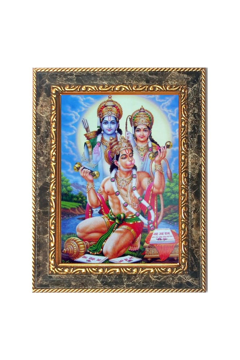Lord Rama, Sita, and Hanuman Digital Print Photo 6.7x8.7 inches (I6128) - Vibrant Religious Wall Art for Home or Office Decor.