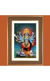 Goddess Kali Photo Frame - 10x14 Inches, Brown Wooden Frame for Home, Office & Temple Decoration
