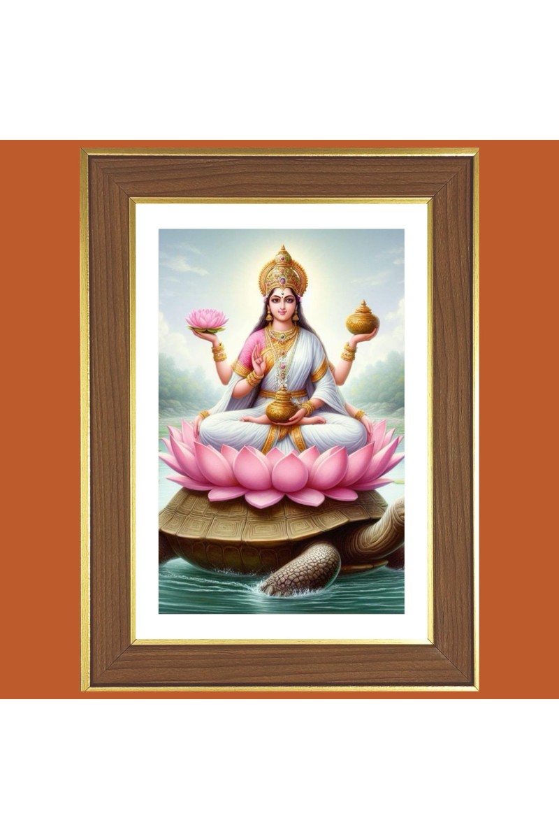 Yamuna Devi Photo Frame - 14x18 Inches, Brown Wooden Frame for Home, Office & Temple Decoration