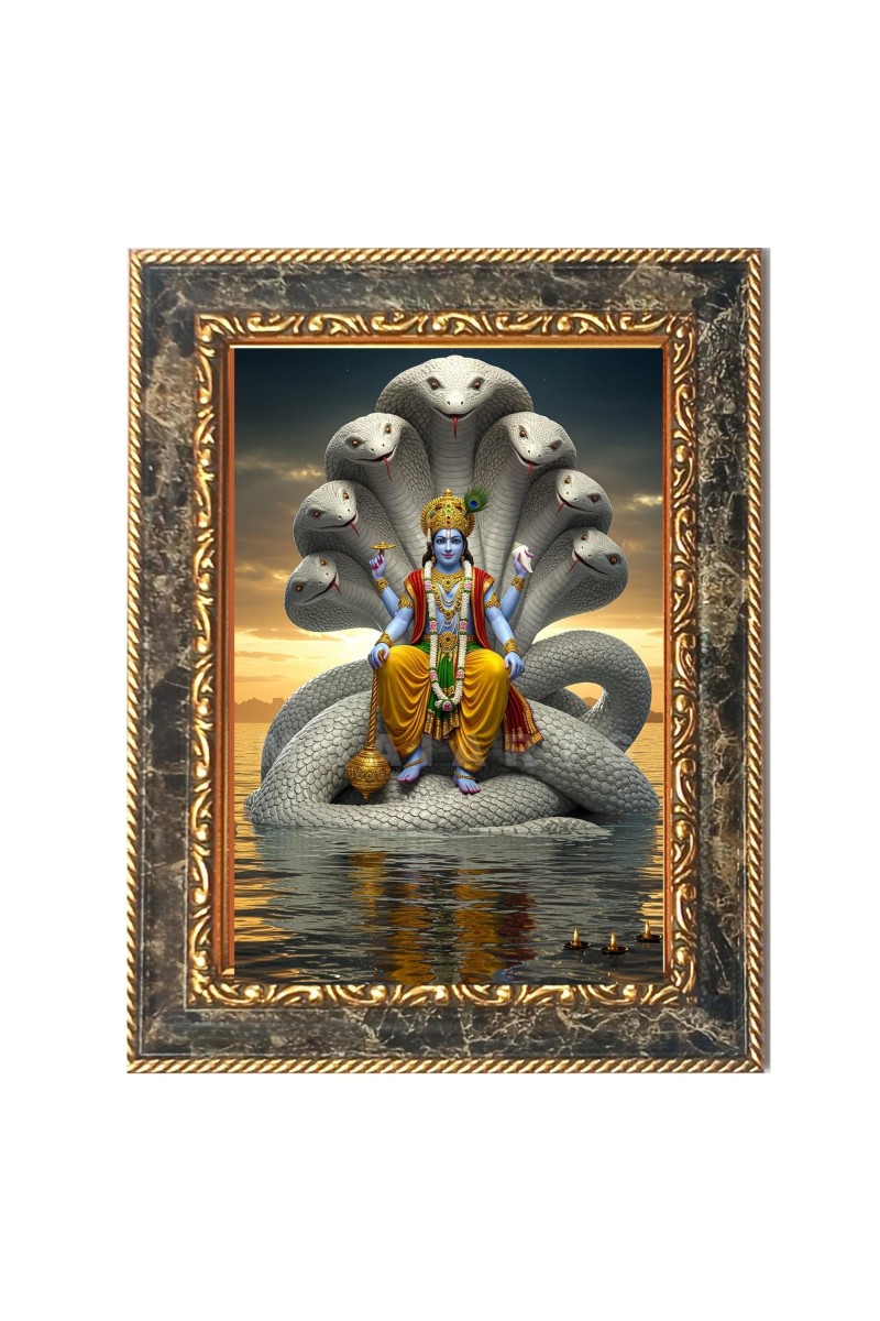 Lord Vishnu Digital Print Photo 6.7x8.7 inches - Vibrant Religious Wall Art for Home or Office Decor.