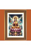 Sri Mahalakshmi Devi Photo Frame - 12x16 Inches, Brown Wooden Frame for Home, Office & Temple Decoration