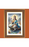 Goddess Ganga Photo Frame - 10x14 Inches, Brown Wooden Frame for Home, Office & Temple Decoration