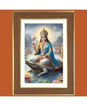 Goddess Ganga Photo Frame - 10x14 Inches, Brown Wooden Frame for Home, Office & Temple Decoration