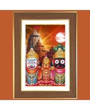 Lord Jagannath Photo Frame - 10x14 Inches, Brown Wooden Frame for Home, Office & Temple decoration