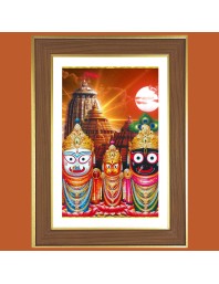Lord Jagannath Photo Frame - 10x14 Inches, Brown Wooden Frame for Home, Office & Temple decoration