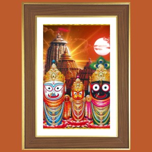 Lord Jagannath Photo Frame - 10x14 Inches, Brown Wooden Frame for Home, Office & Temple decoration