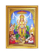 Sri satya narayana swamy Photo Frame - 14x18 Inches, Brown Wooden Frame for Home, Office & Temple Decoration