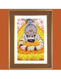 Khatu Shyam Baba Photo Frame - 10x14 Inches, Brown Wooden Frame for Home, Office & Temple Decoration