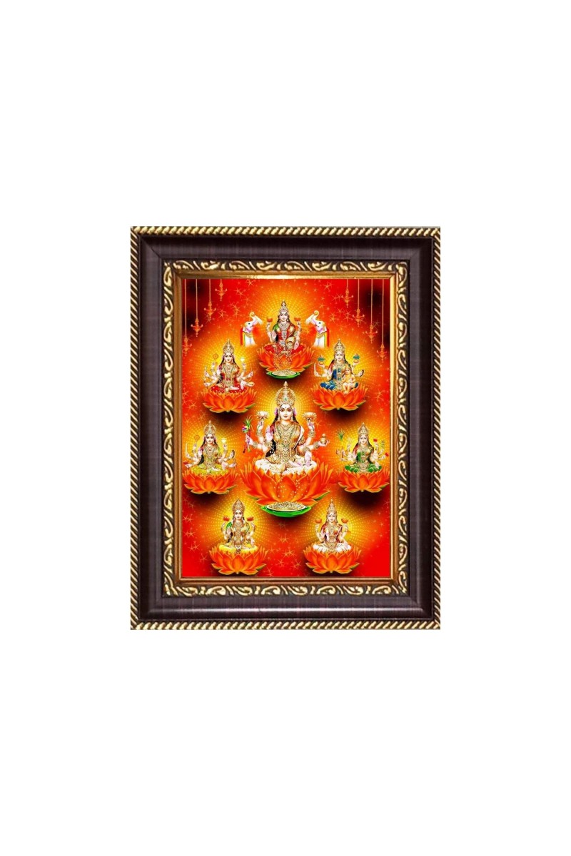 Sri Maa Ashta Lakshmi Digital Print Photo 6.7x8.7 inches - Vibrant Religious Wall Art for Home, Office and Temple Decor.