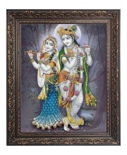 Sri Krishna with Sri Radha Big Photo Frame - 18x22 Inches for Home & Office Decoration