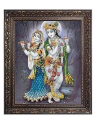 Sri Krishna with Sri Radha Big Photo Frame - 18x22 Inches for Home & Office Decoration