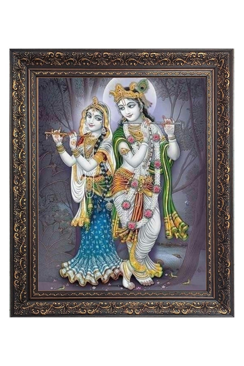 Sri Krishna with Sri Radha Big Photo Frame - 22x26 Inches for Home & Office Decoration