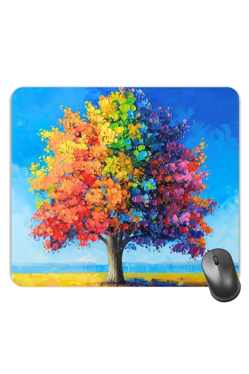Customized Colorful Tree Painting Picture Sublimation Mouse Pad | 8 X 7.5 Inch | Smooth Cloth Surface | Non-Slip Rubber Base | Personalized Mousepad for Laptop & Desktop (F17224)