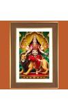 Goddess Maa Durga Photo Frame - 10x14 Inches, Brown Wooden Frame for Home, Office & Temple decoration