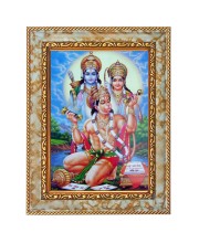 Lord Rama, Sita, and Hanuman Digital Print Photo 10.7x12.7 inches (I6127) - Vibrant Religious Wall Art for Home or Office Decor.