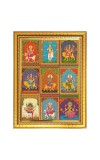 Nine Shakti Roop Photo Frame - 10x14 Inches, Brown Wooden Frame for Home, Office & Temple Decoration