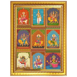 Nine Shakti Roop Photo Frame - 12x16 Inches, Brown Wooden Frame for Home, Office & Temple Decoration Nine Shakti Roop Photo Frame - 12x16 Inches, Brown Wooden Frame for Home, Office & Temple Decoration
