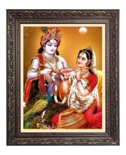 Sri Krishna and Sri Radha Big Photo Frame - 16x20 Inches for Home & Office Decoration