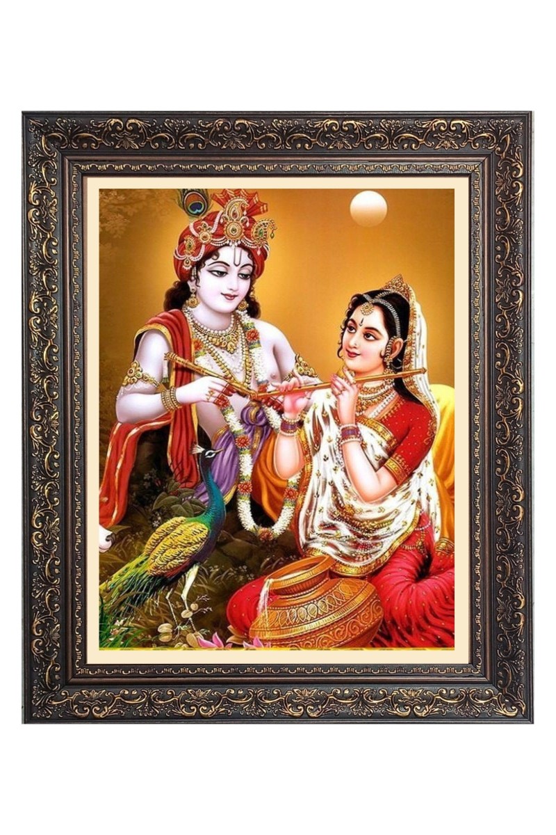 Sri Krishna and Sri Radha Big Photo Frame - 22x26 Inches for Home & Office Decoration