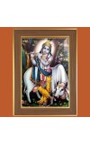 Eternal Krishna Photo Frame - 10x14 Inches, Brown Wooden Frame for Home, Office & Temple Decoration