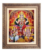 Maa Lakshmi (Laxmi),Maa Saraswati and Sri Ganesh Big Photo Frame - 16x20 Inches for Home & Office Decoration
