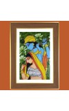 Radha Krishna Painting Photo Frame - 12x16 Inches, Brown Wooden Frame for Home, Office & Temple decoration