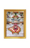 God Nageshwar Shivaling Photo Frame - 10x14 Inches, Brown Wooden Frame for Home, Office & Temple Decoration