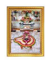 God Nageshwar Shivaling Photo Frame - 10x14 Inches, Brown Wooden Frame for Home, Office & Temple Decoration