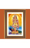 Lord Kartikeya Photo Frame - 12x16 Inches, Brown Wooden Frame for Home, Office & Temple decoration