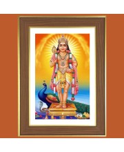 Lord Kartikeya Photo Frame - 10x14 Inches, Brown Wooden Frame for Home, Office & Temple decoration