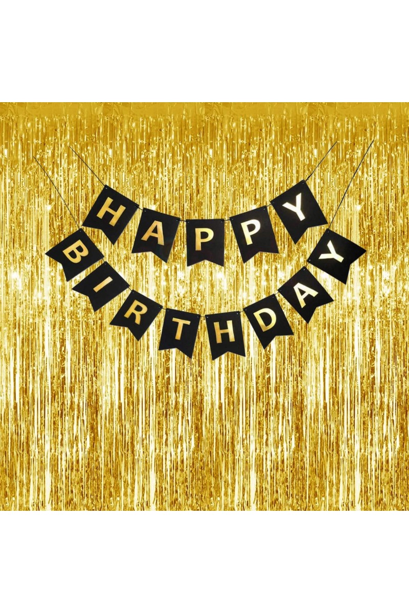 Party Decoration Combo – Hairband, Tuni LED Bulb, Birthday Sash & Foil Curtain – Perfect Birthday Celebration Set for Girls & Women (COPPER)