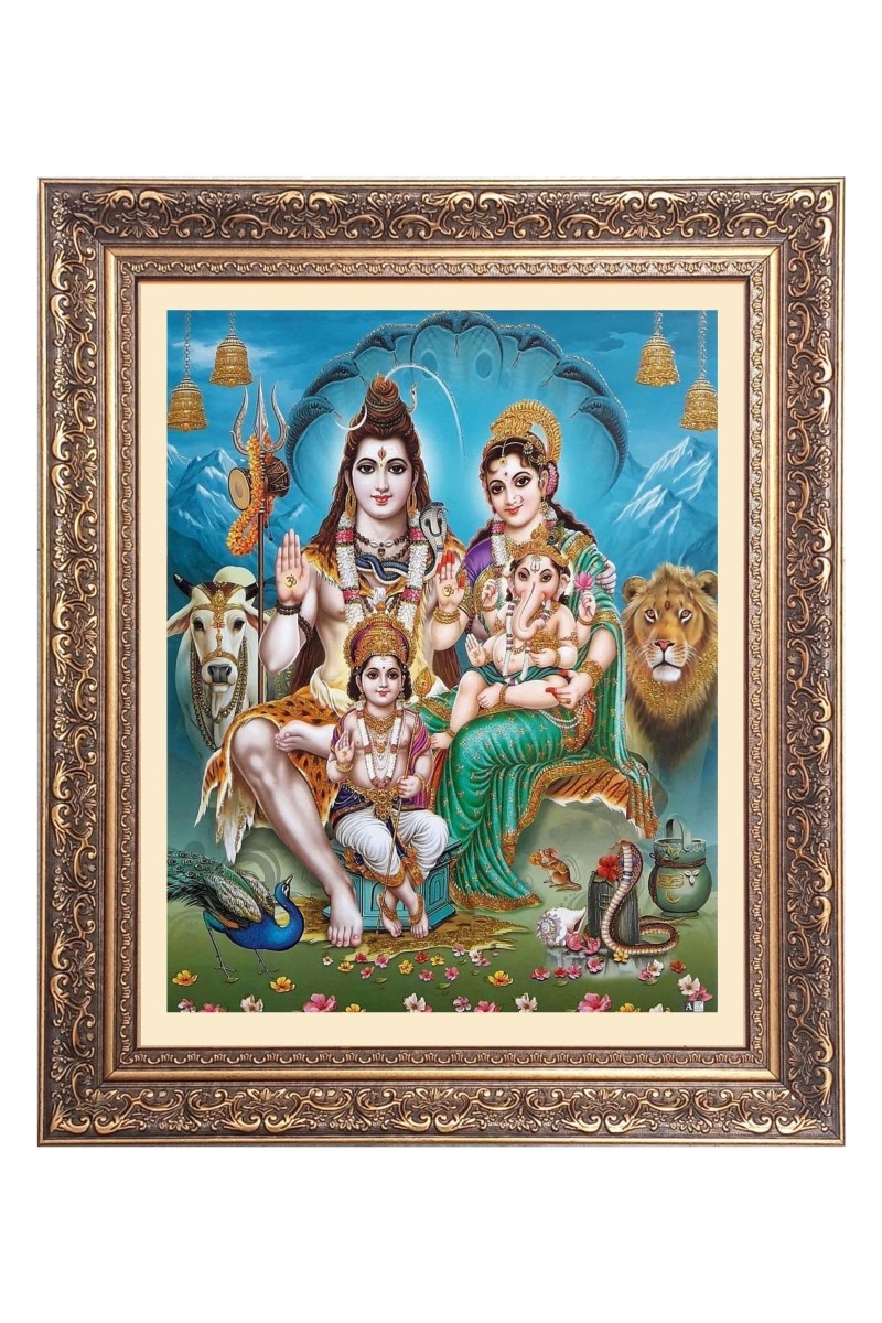 Lord Shiv and Maa Parbati Big Photo Frame - 16x20 Inches for Home & Office Decoration