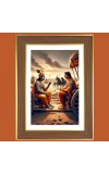 Sri krishna and arjuna Photo Frame - 12x16 Inches, Brown Wooden Frame for Home, Office & Temple Decoration