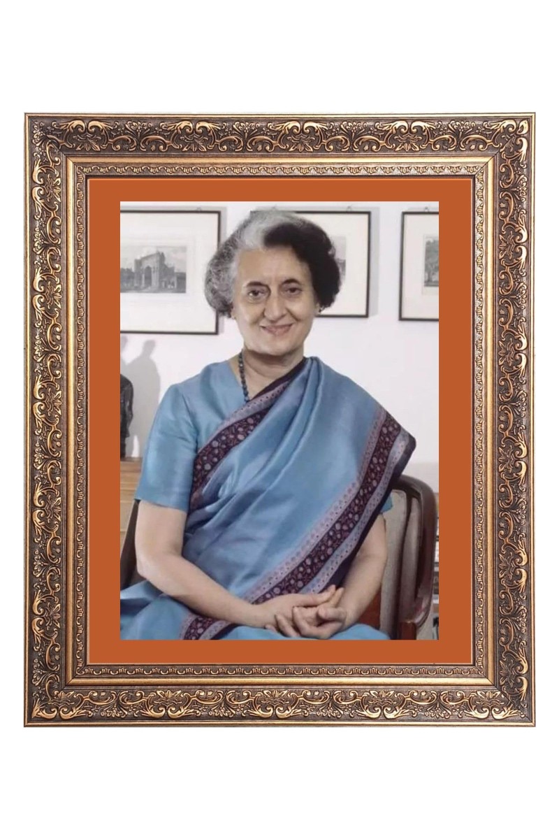 Mrs. Indira Gandhi Big Photo Frame - 20x24 Inches for Home & Office Decoration