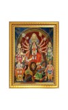Goddess durga Photo Frame - 12x16 Inches, Brown Wooden Frame for Home, Office & Temple Decoration
