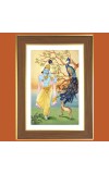 God Sri Krishna Photo Frame - 10x14 Inches, Brown Wooden Frame for Home, Office & Temple decoration
