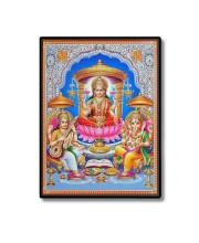 Lakshmi Saraswati & Ganesh Laminated Photo - 11x13 Inches, Divine Blessings for Home & Office and Temple Decoration