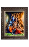 Lord Shiv and Maa Parbati Family Big Photo Frame - 18x22 Inches for Home & Office Decoration