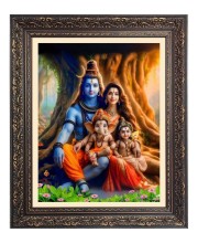 Lord Shiv and Maa Parbati Family Big Photo Frame - 16x20 Inches for Home & Office Decoration