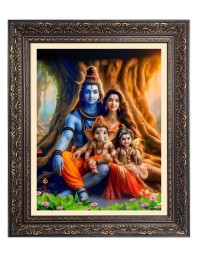 Lord Shiv and Maa Parbati Family Big Photo Frame - 22x26 Inches for Home & Office Decoration
