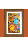 Radha krishna art Photo Frame - 14x18 Inches, Brown Wooden Frame for Home, Office & Temple Decoration