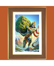 Lord Hanuman Photo Frame - 12x16 Inches, Brown Wooden Frame for Home, Office & Temple decoration