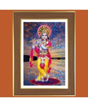 Muralidhara Krishna Photo Frame - 10x14 Inches, Brown Wooden Frame for Home, Office & Temple Decoration